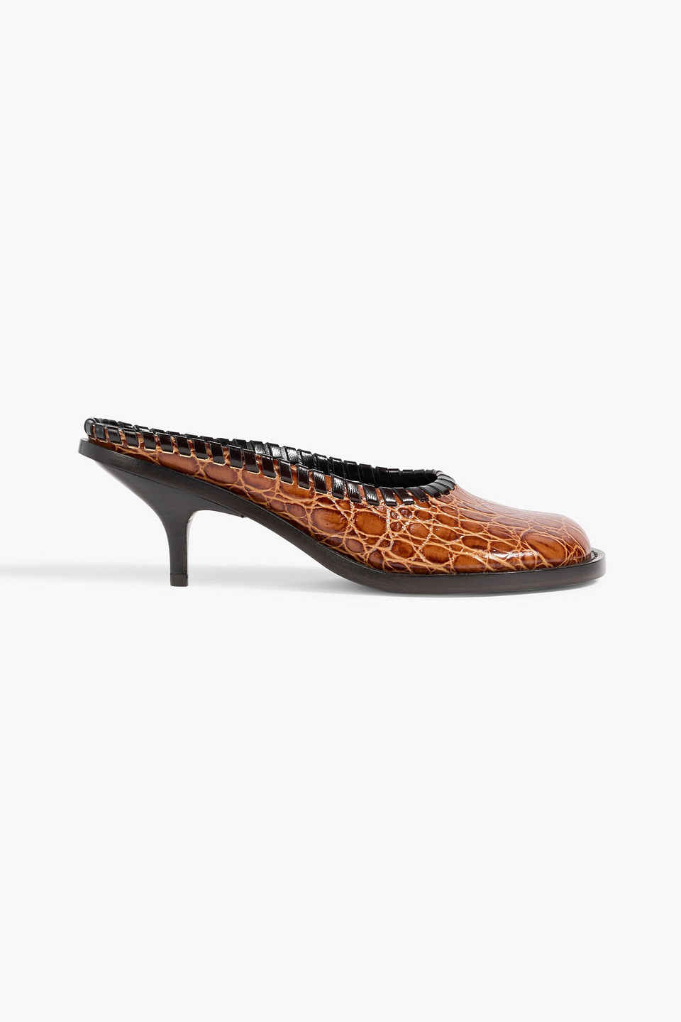 dries van noten - croc-effect leather mules - brown - eu 36