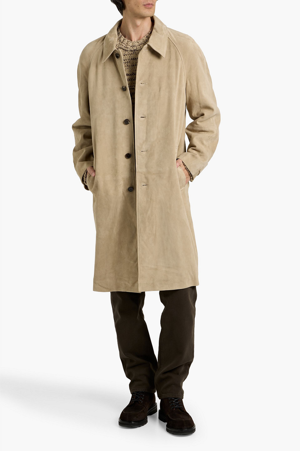 Frame Suede Coat In Sand
