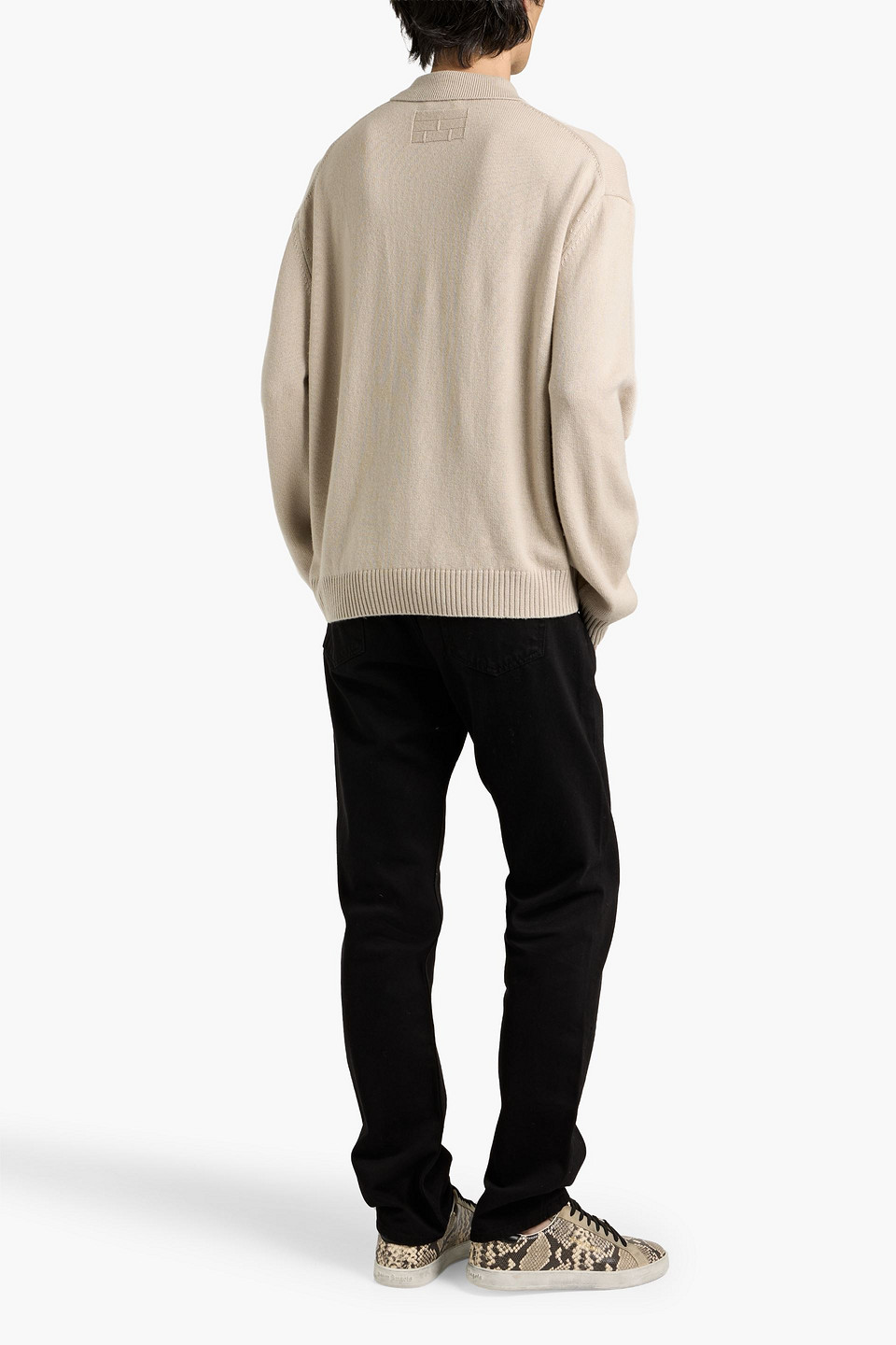 Frame Wool-silk Open Collar Sweatshirt In Brown