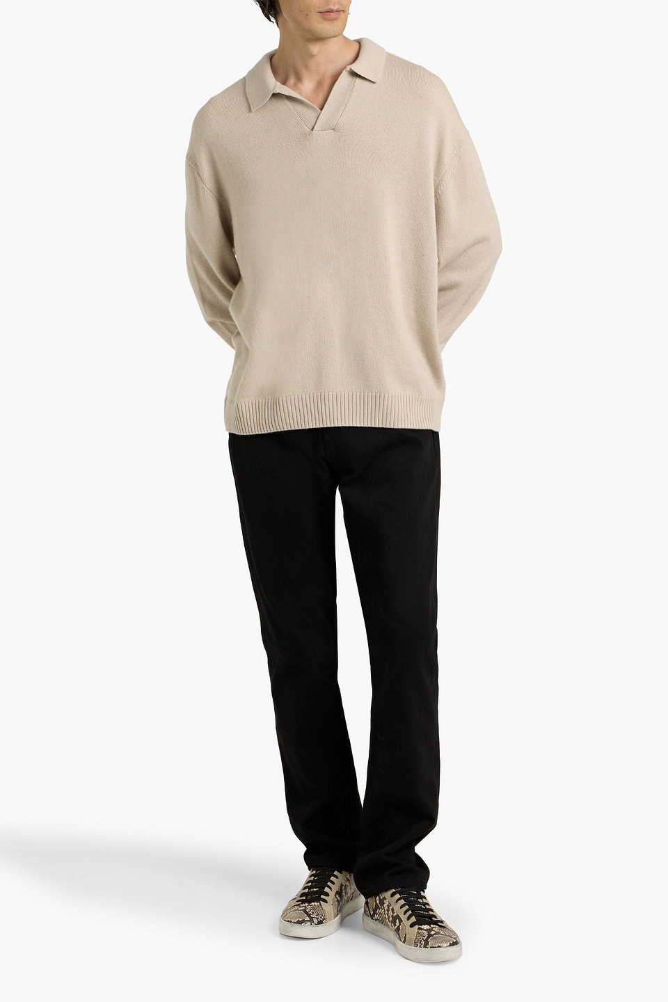 Frame Wool-silk Open Collar Sweatshirt In Brown