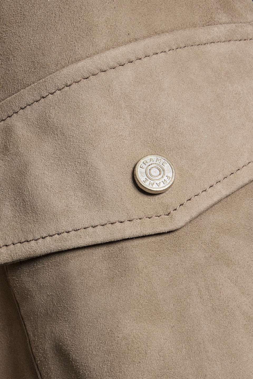 Frame Suede Overshirt In Gray