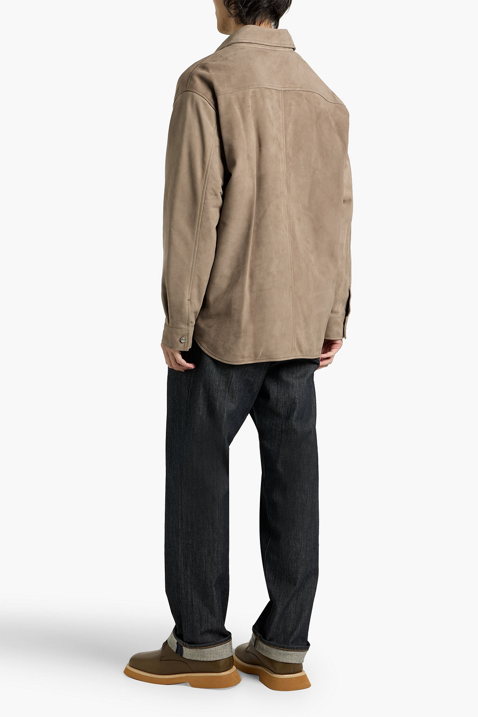 Frame Suede Overshirt In Gray