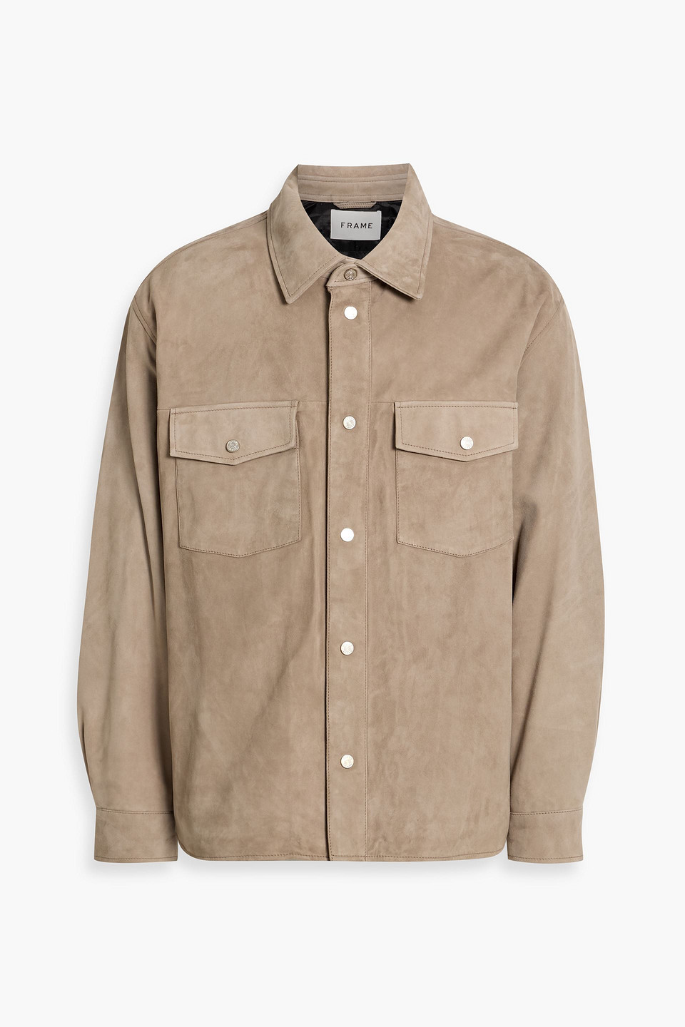 Frame Suede Overshirt In Gray