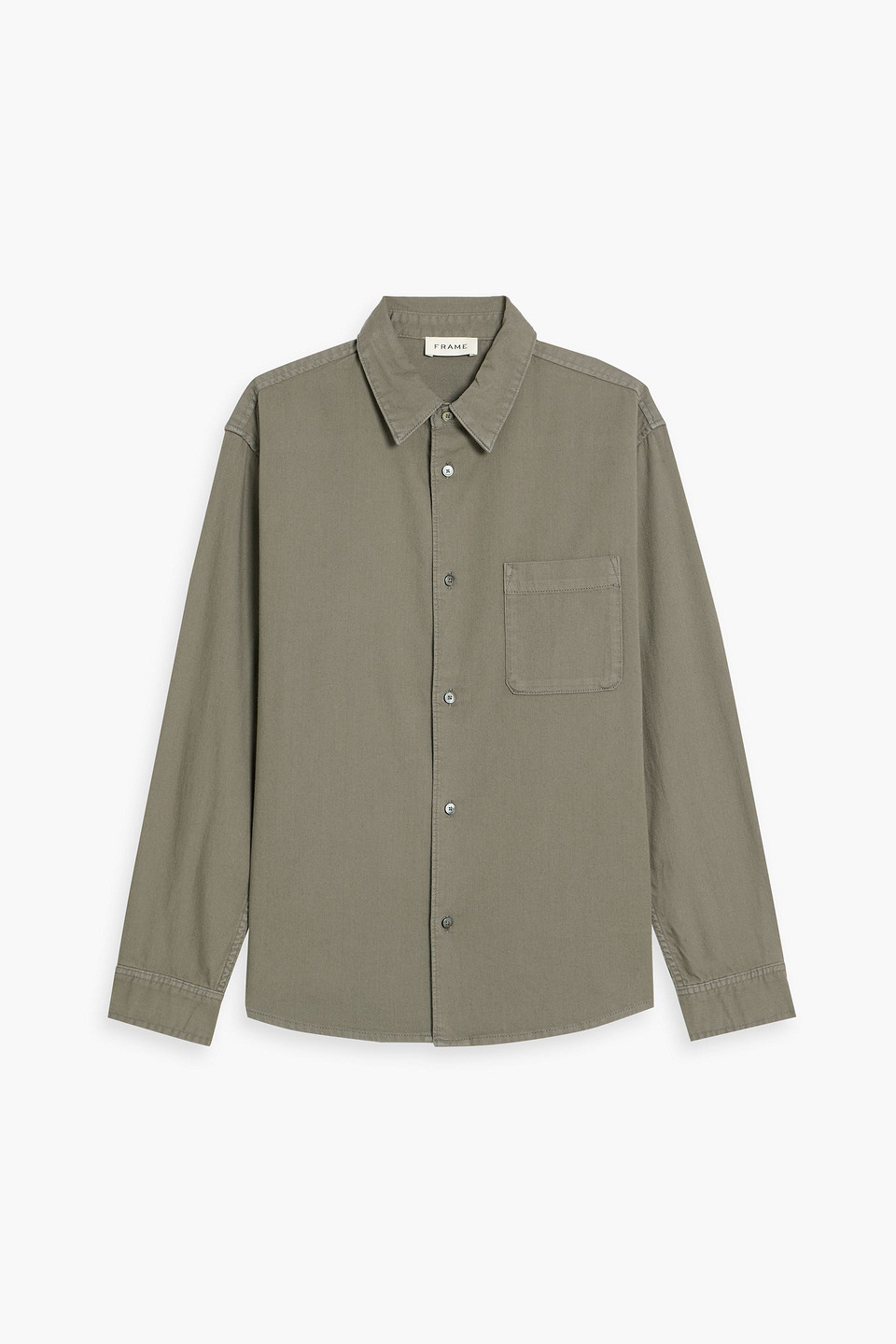 frame - modern cotton-twill shirt - green - s