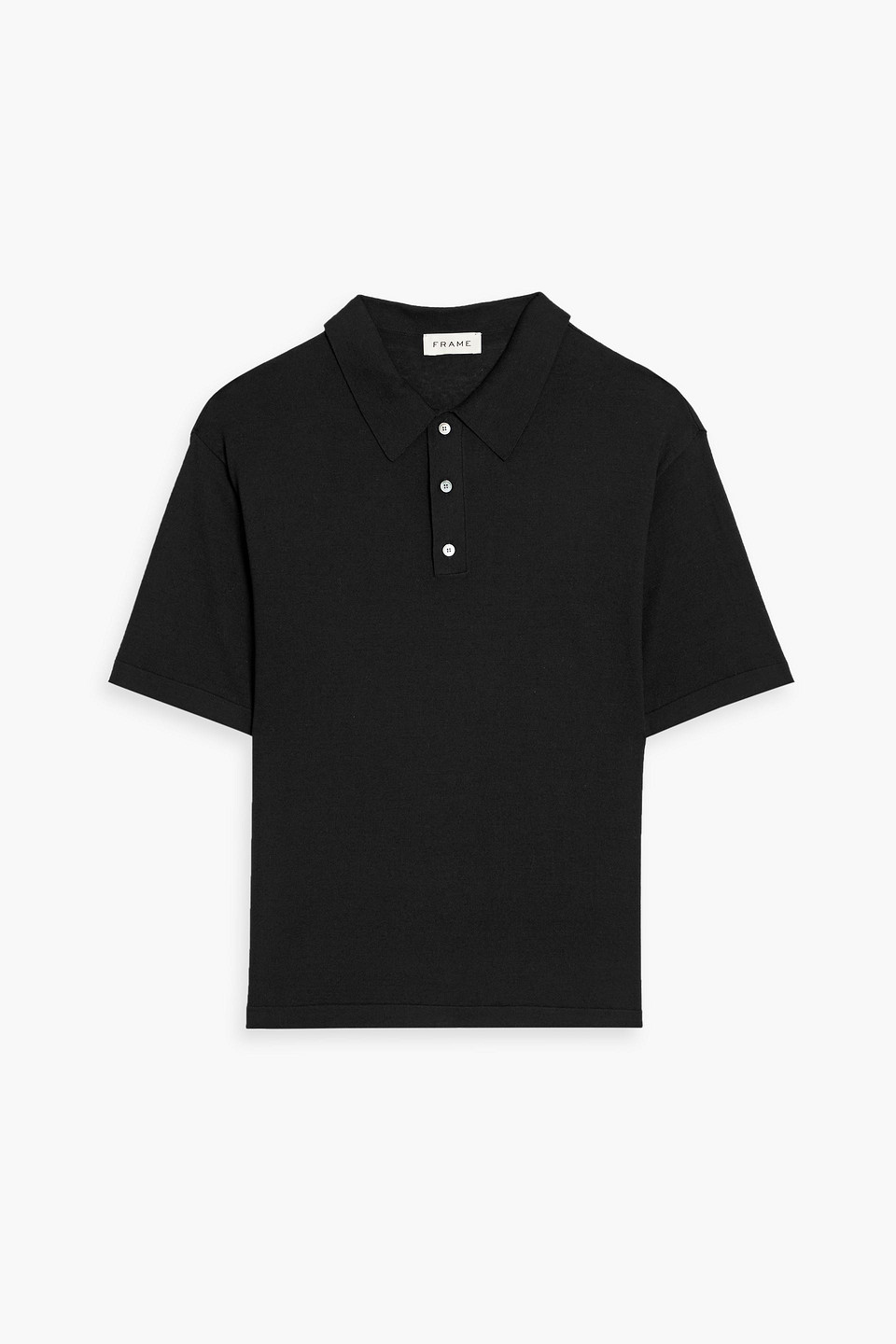 Frame Silk And Cotton-blend Polo Shirt In Black