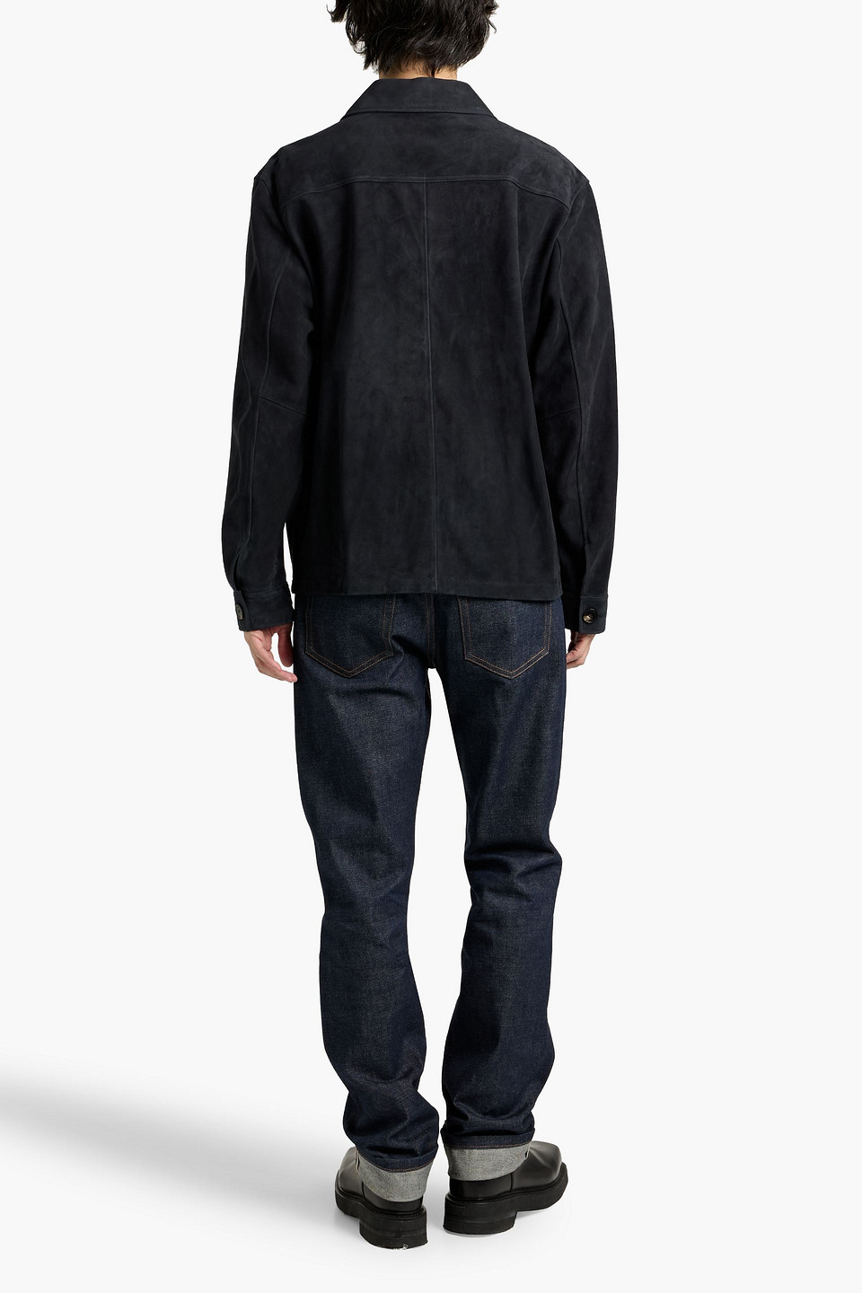 Frame Buttoned Suede Jacket In Blue