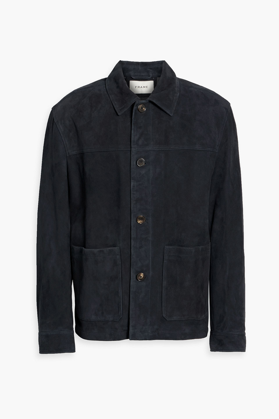 Frame Buttoned Suede Jacket In Blue