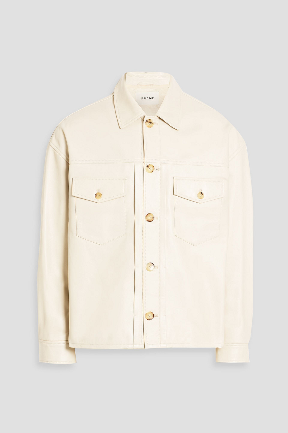 frame - leather jacket - white - m