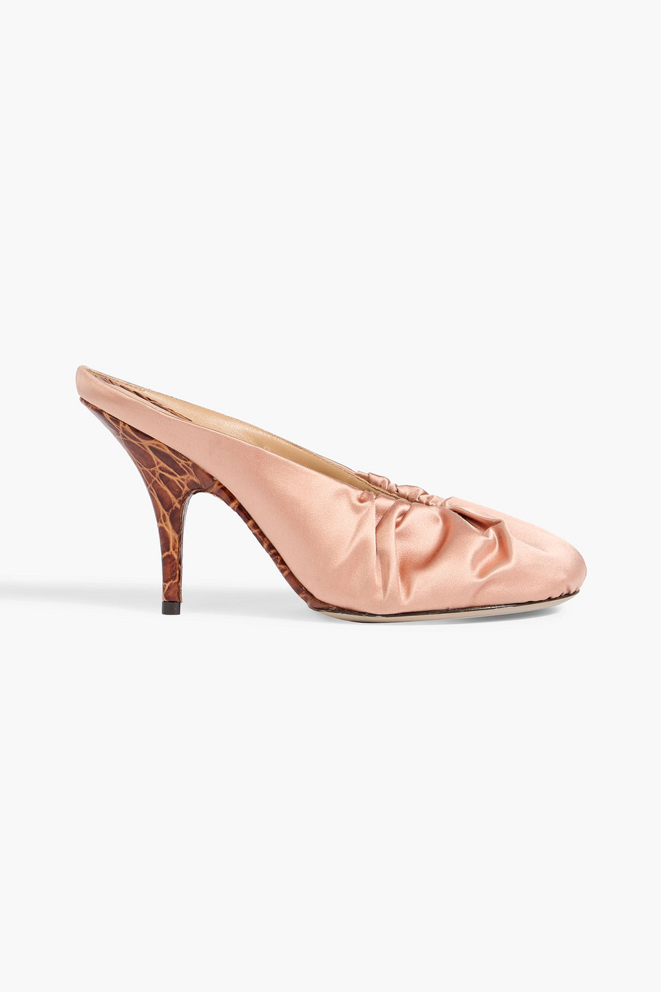Dries Van Noten Ruched Satin Mules In Pink