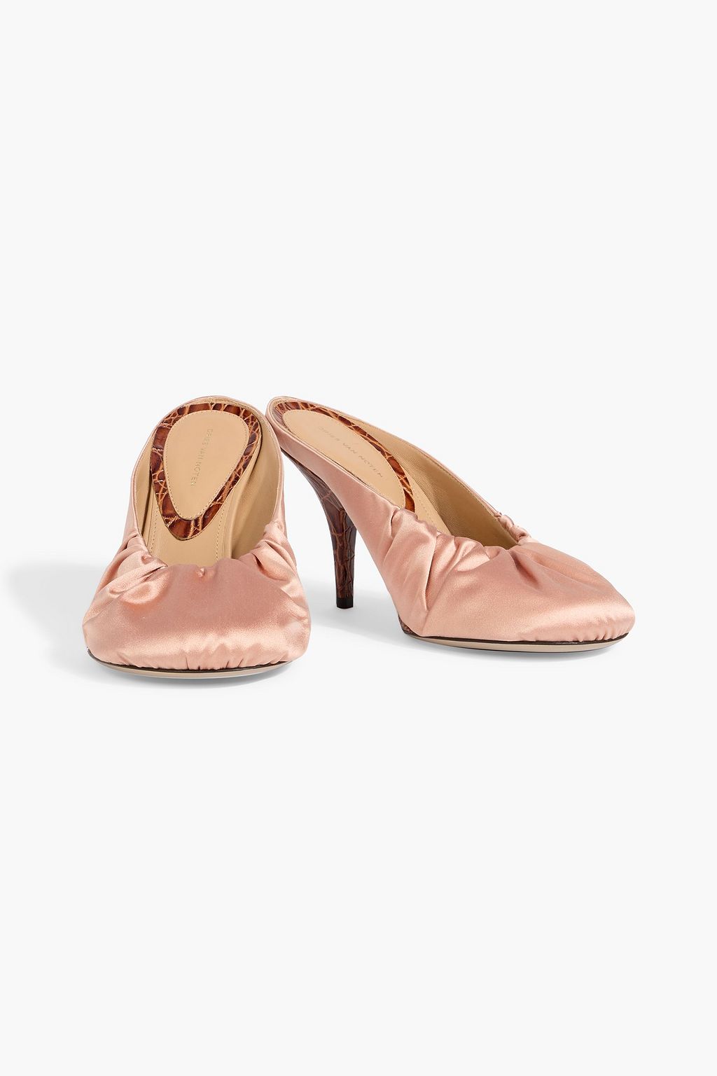 DRIES VAN NOTEN ピンク サテン ミュール DRIES VAN NOTEN Ruched satin mules | THE OUTNET