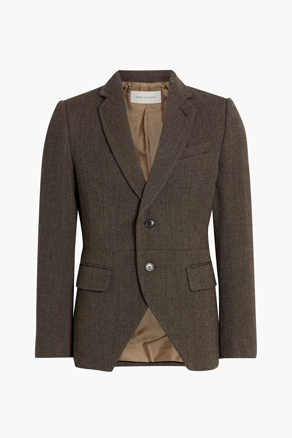 dries van noten - wool-blend twill blazer - brown - it 48