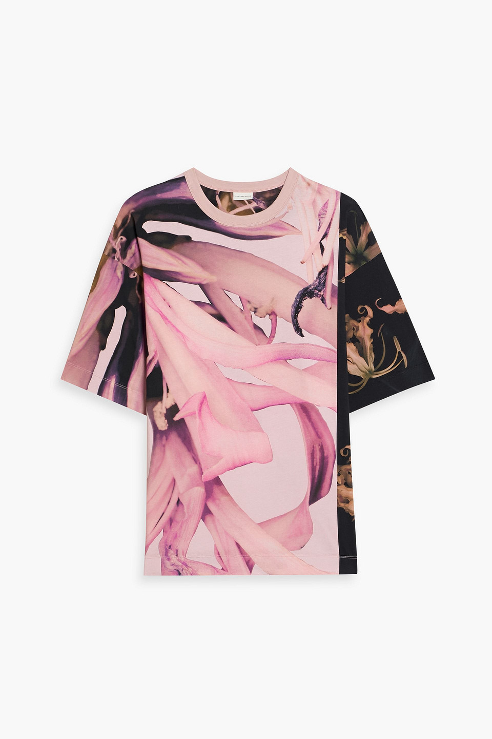 dries van noten - printed cotton-jersey t-shirt - pink - m