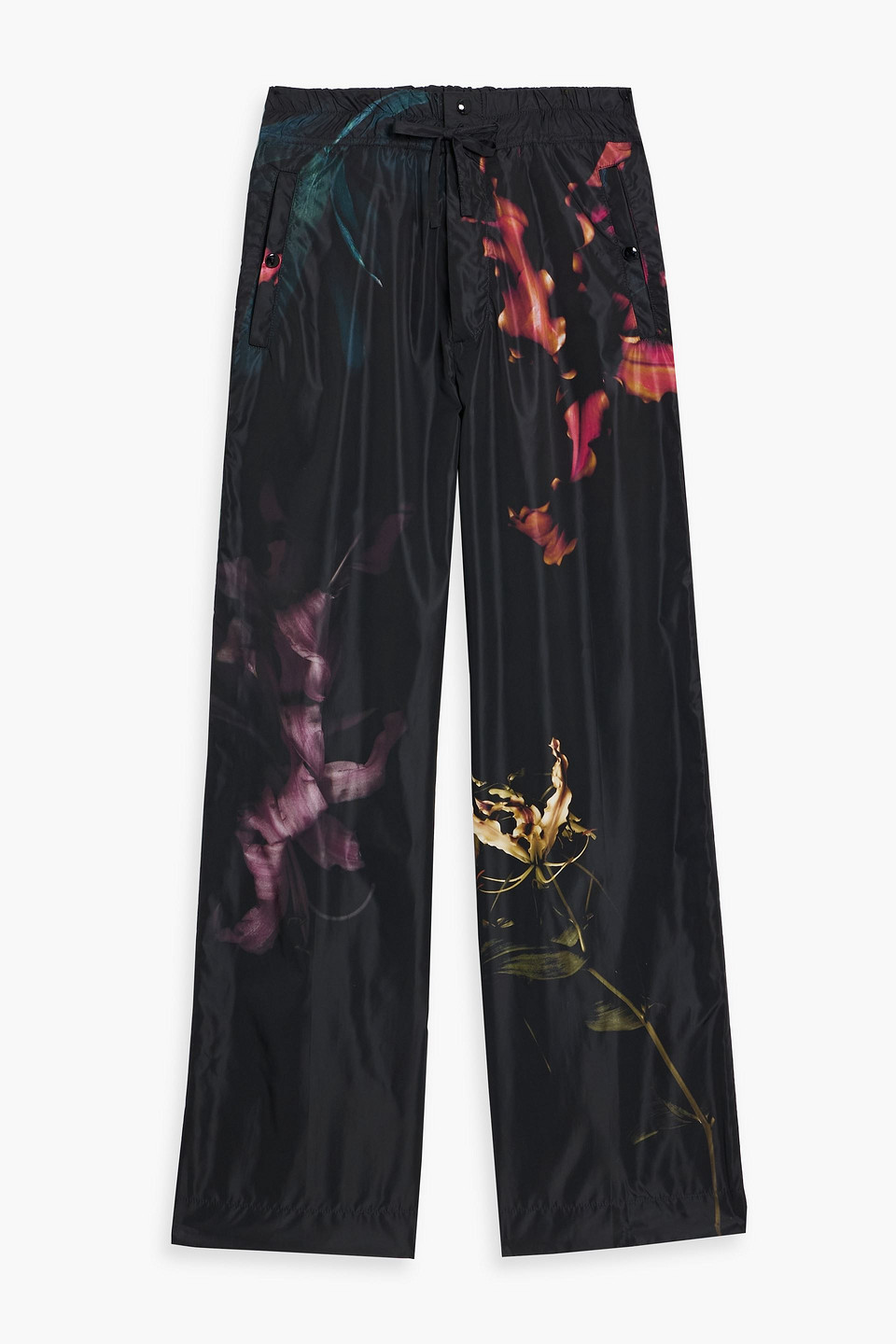 dries van noten - printed shell pants - black - m