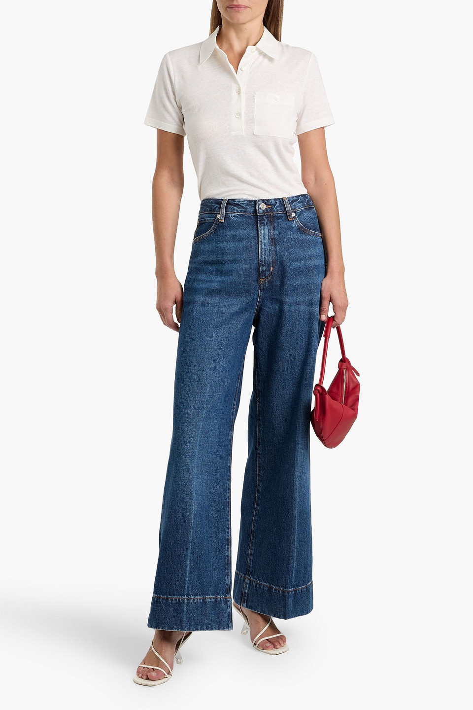 Frame The Pixie High-rise Flared Jeans In Blue