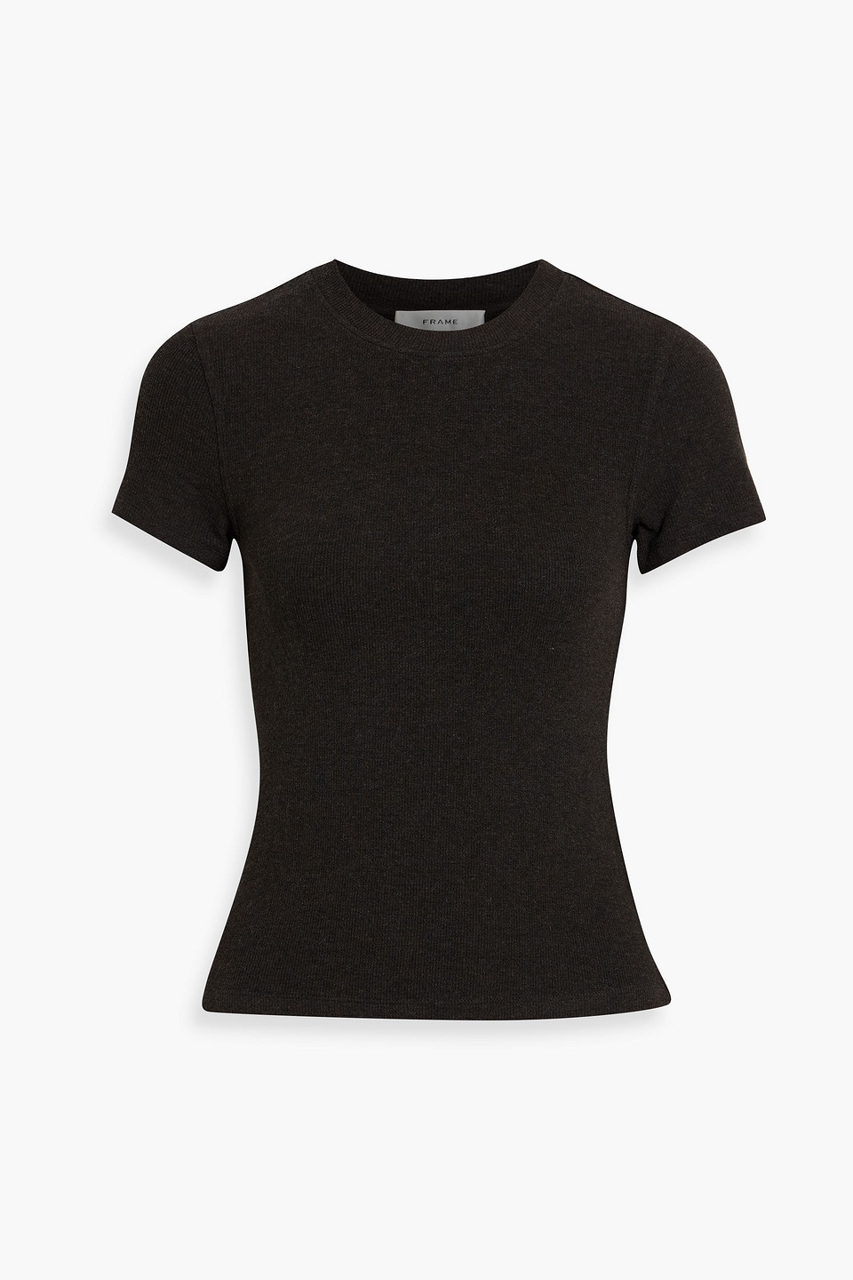 Frame Ribbed Stretch-modal T-shirt In Black