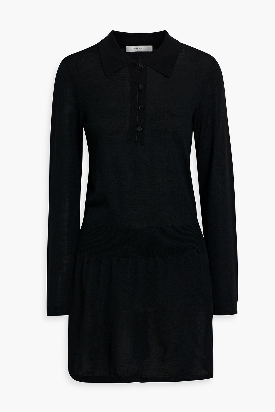 frame - the smart polo wool mini shirt dress - black - xs
