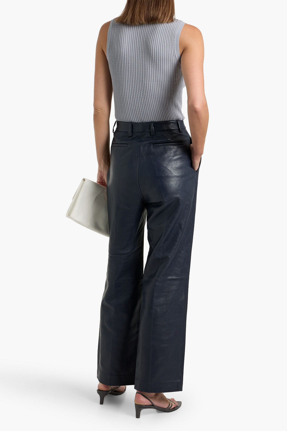 Frame Leather Straight-leg Pants In Multi