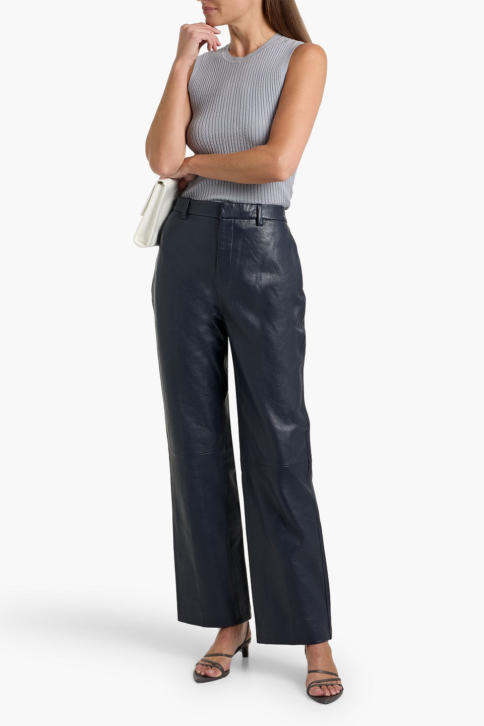 Frame Leather Straight-leg Pants In Multi