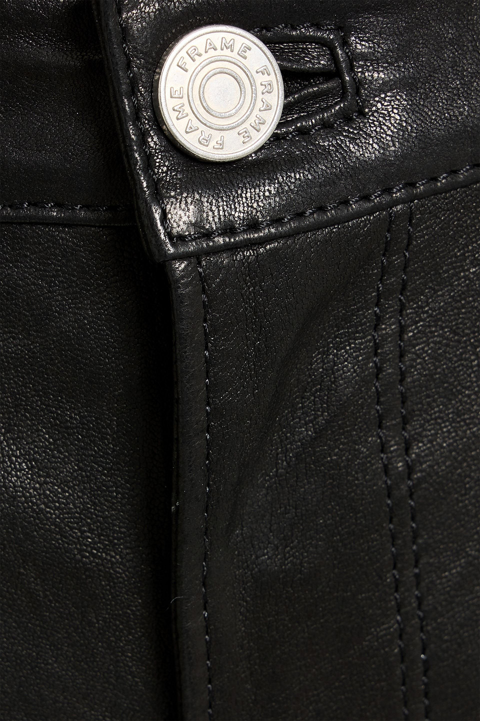 Frame Le Crop Mini Boot Leather Bootcut Pants In Black