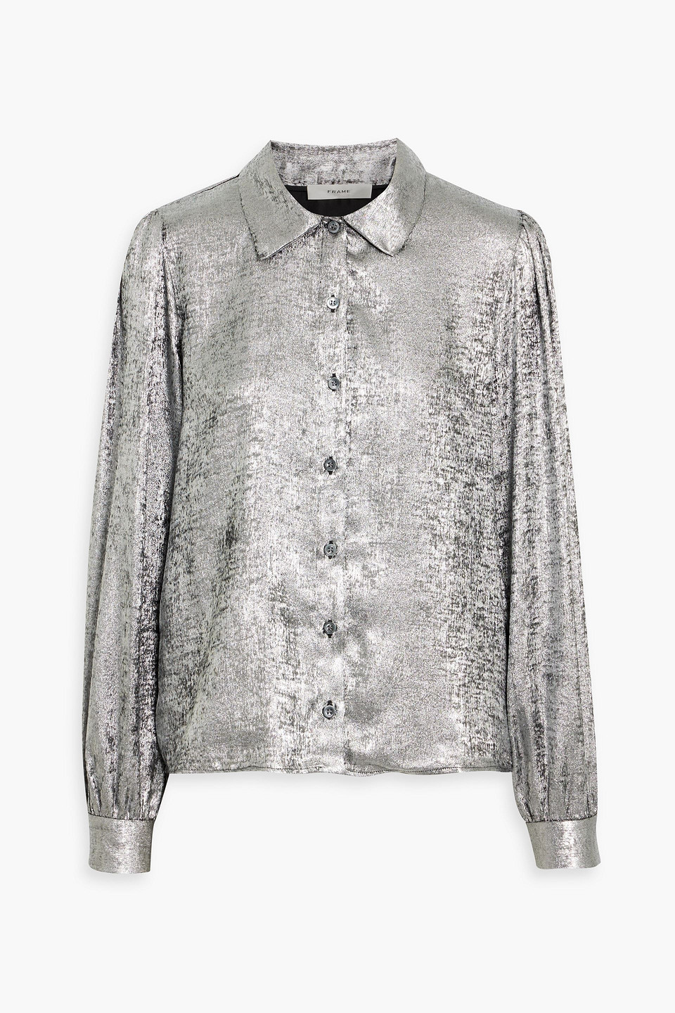 frame - the shiny staple lamé shirt - metallic - xs