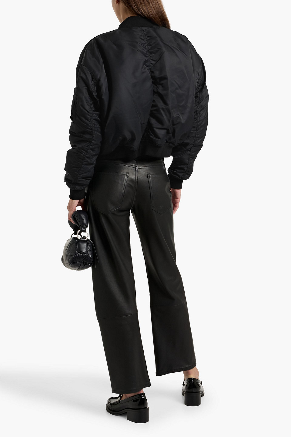 Frame Satin Bomber Jacket In Black