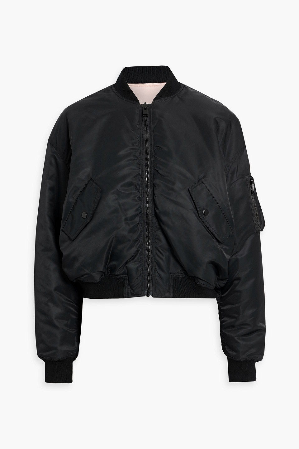 frame - satin bomber jacket - black - xs