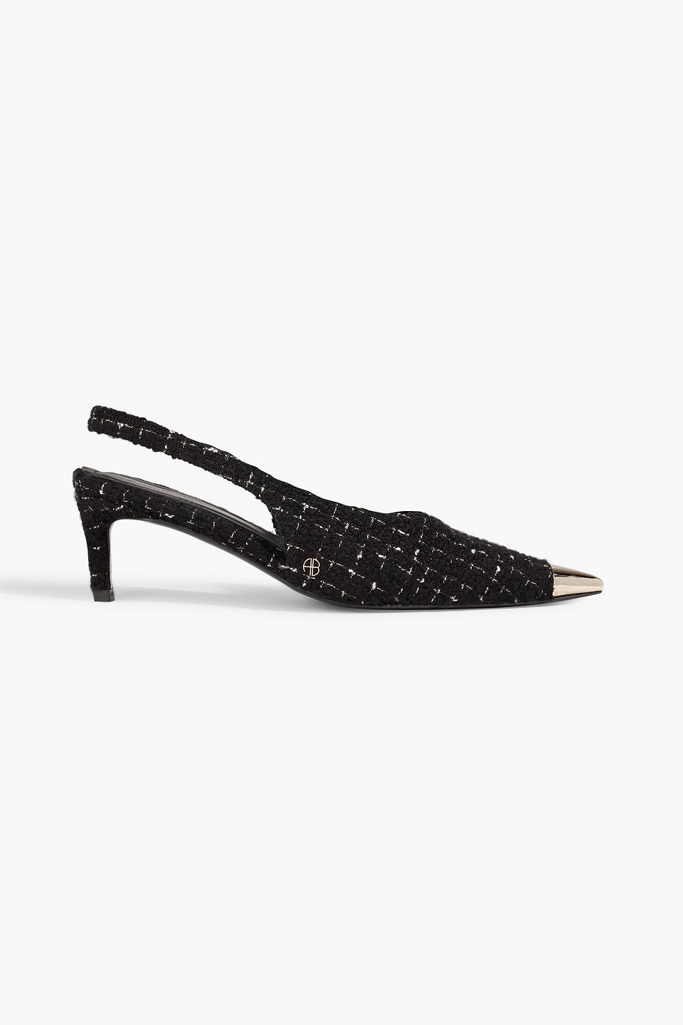 anine bing - nina tweed slingback pumps - black - eu 38