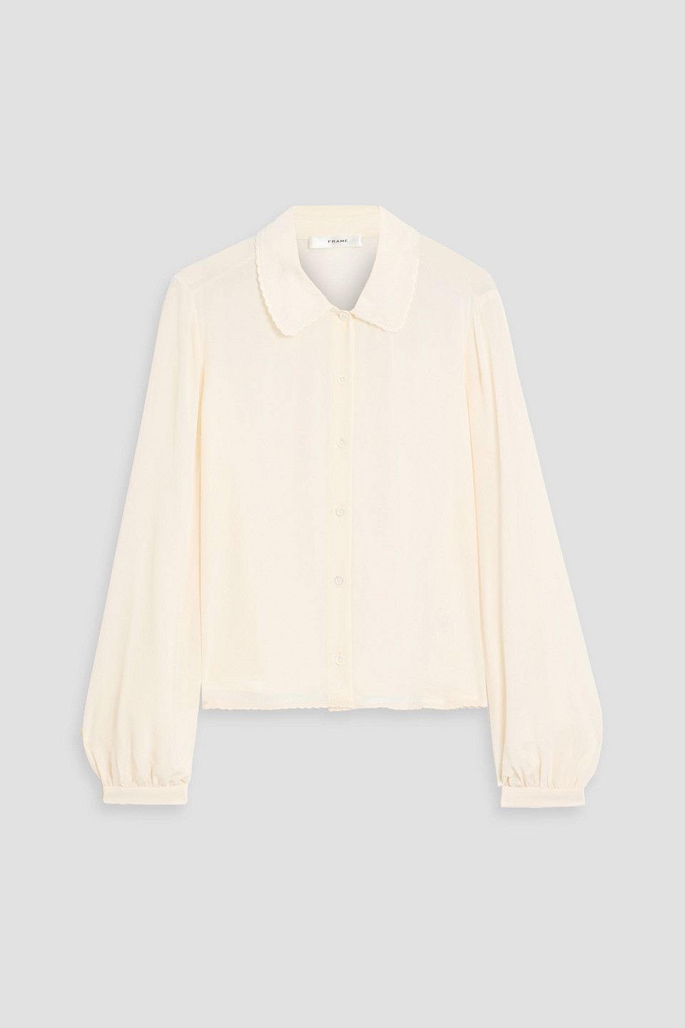 frame - the prim silk crepe de chine blouse - white - s
