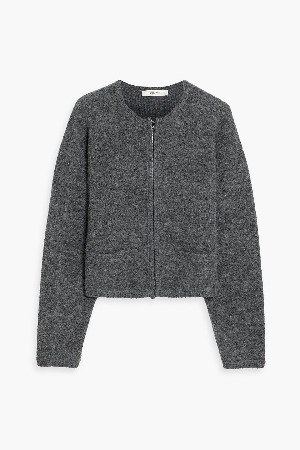 Frame Crochet-trimmed Wool-blend Cardigan In Gray