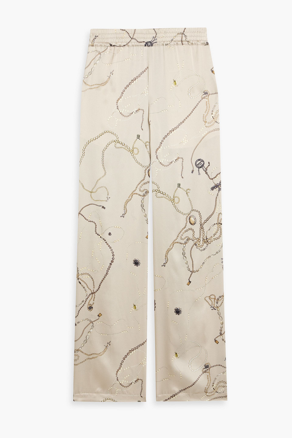 Victoria Beckham Printed Silk-satin Wide-leg Pants In Neutral