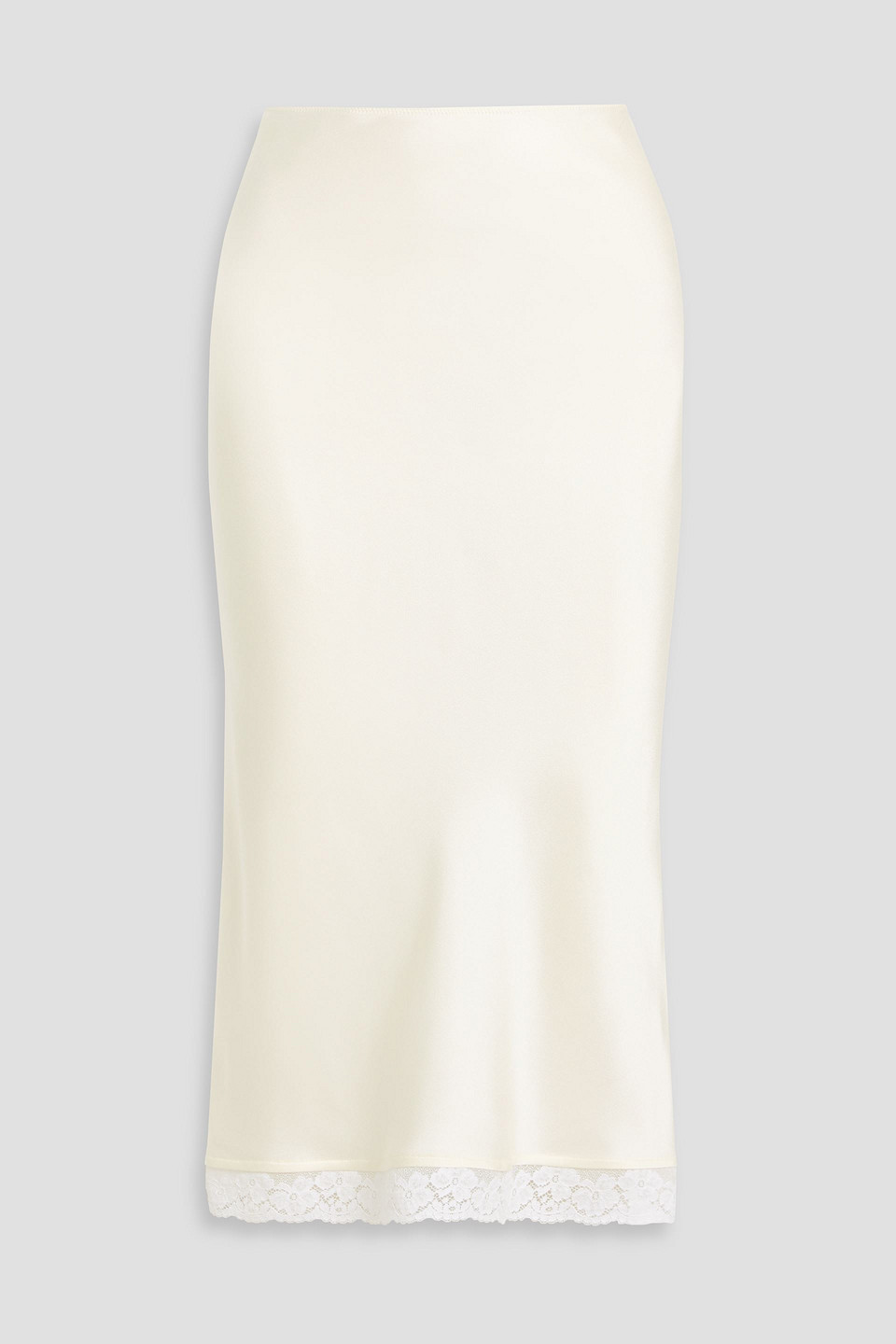 Victoria Beckham Lace-trimmed Satin Midi Skirt In White