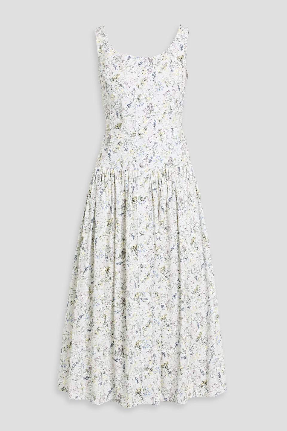 adam lippes - cassie floral-print cotton-poplin midi dress - white - us 6