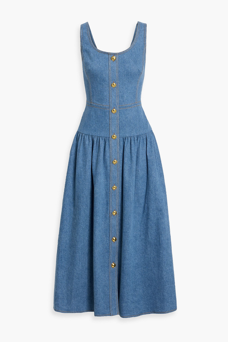 adam lippes - cassie denim midi dress - blue - us 6