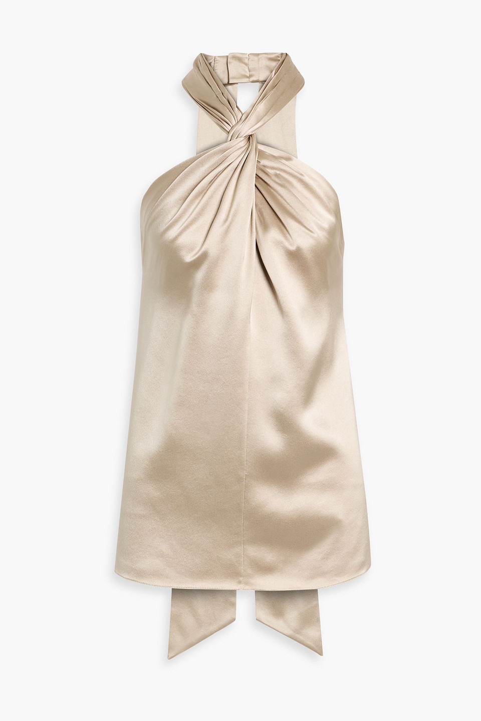 adam lippes - thalia twisted silk satin-crepe top - metallic - us 10