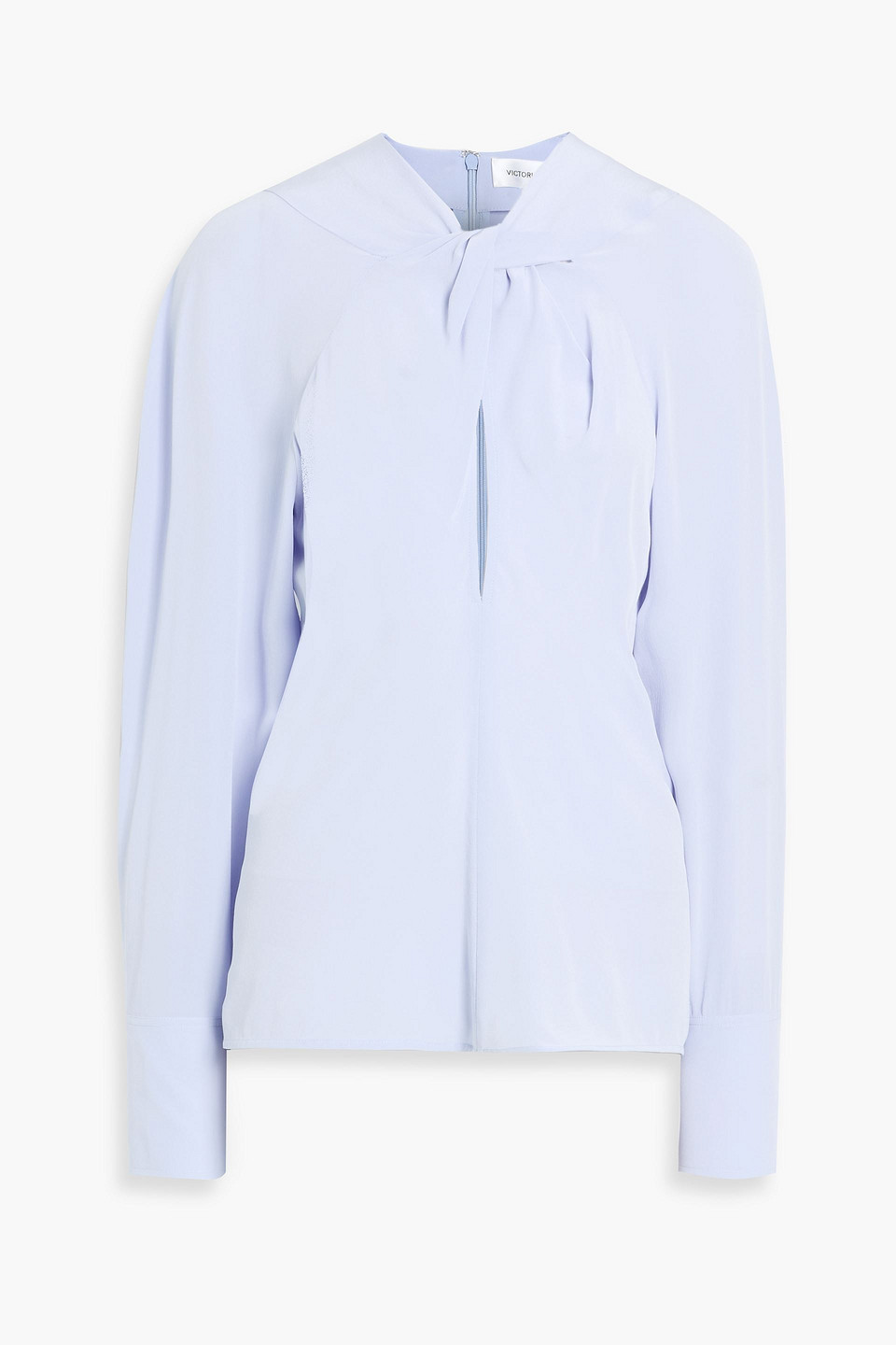 Victoria Beckham Twisted Silk Top In Blue