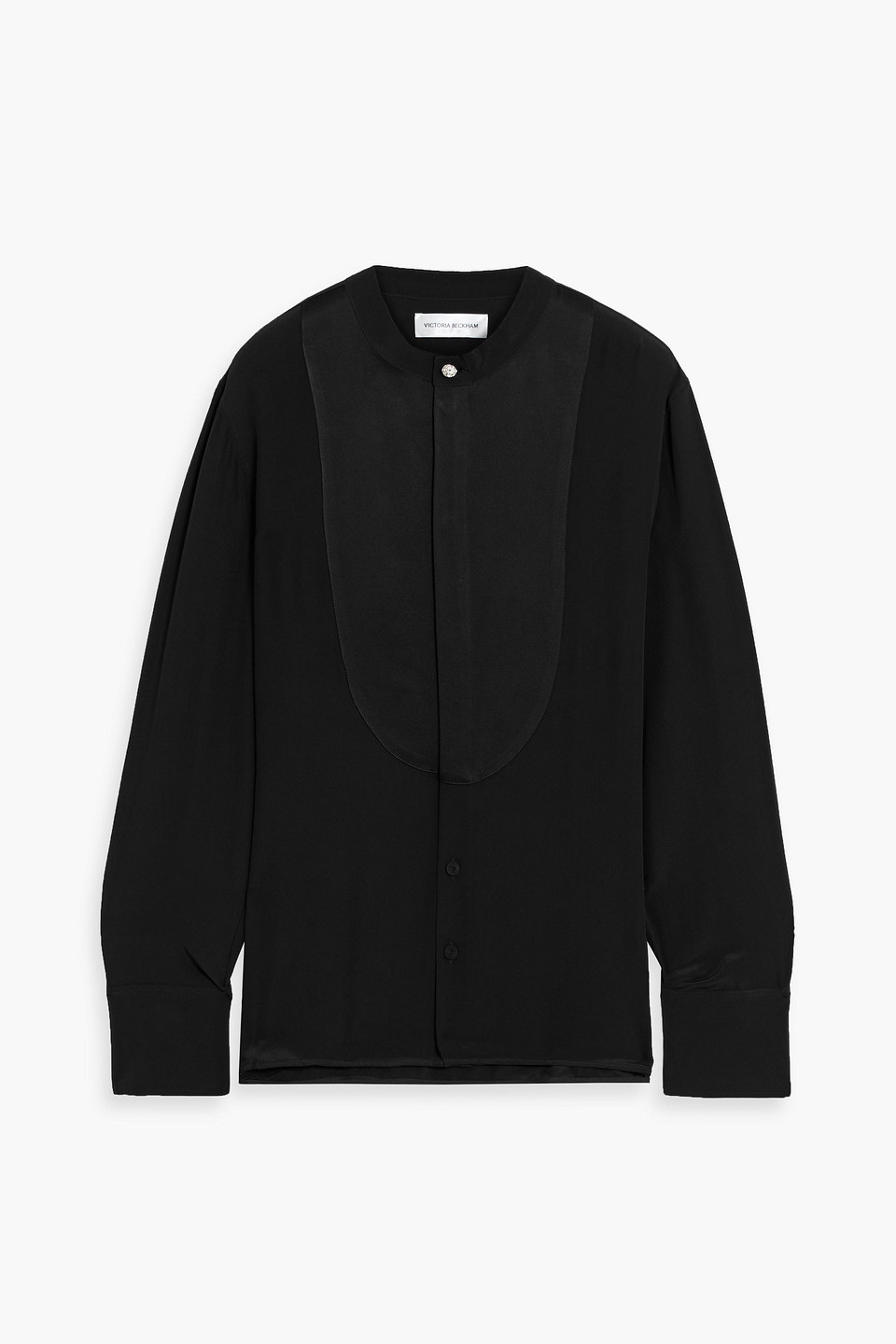 victoria beckham - embellished silk shirt - black - uk/au 6