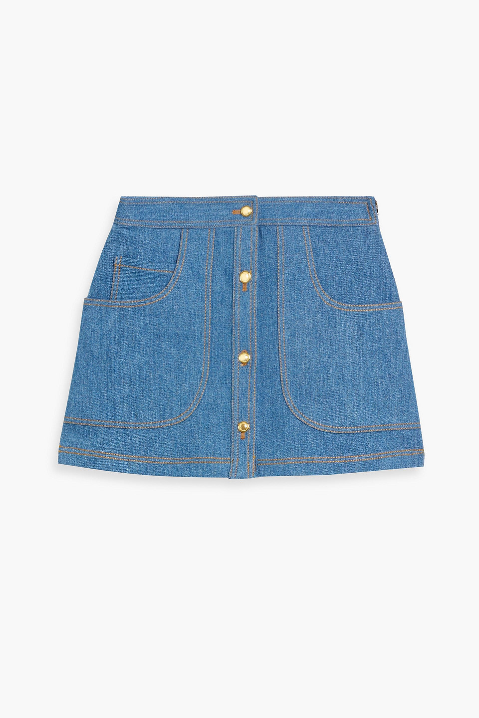 adam lippes - bennet skirt-effect denim shorts - blue - us 12