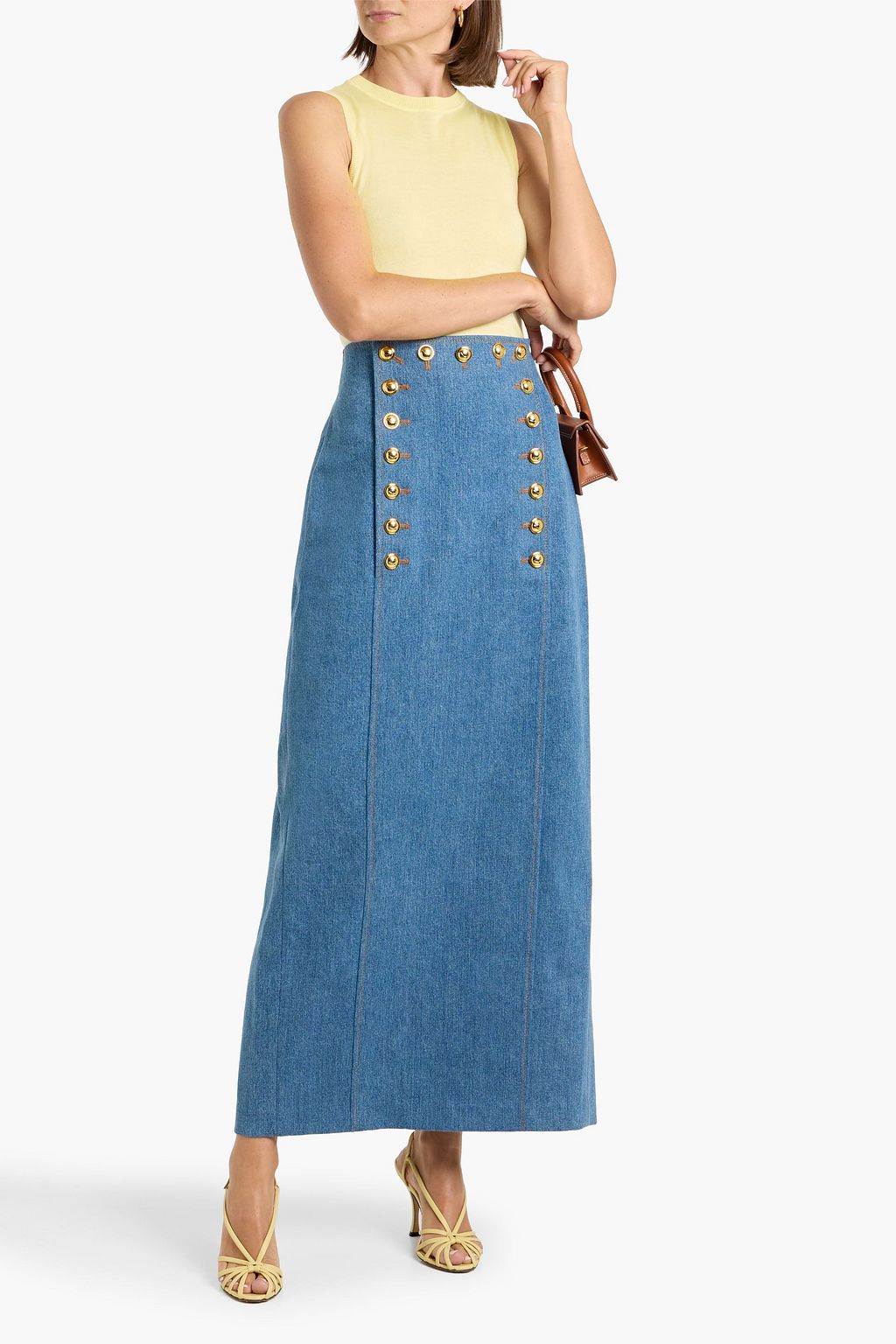 ADAM LIPPES Reid denim maxi skirt | THE OUTNET