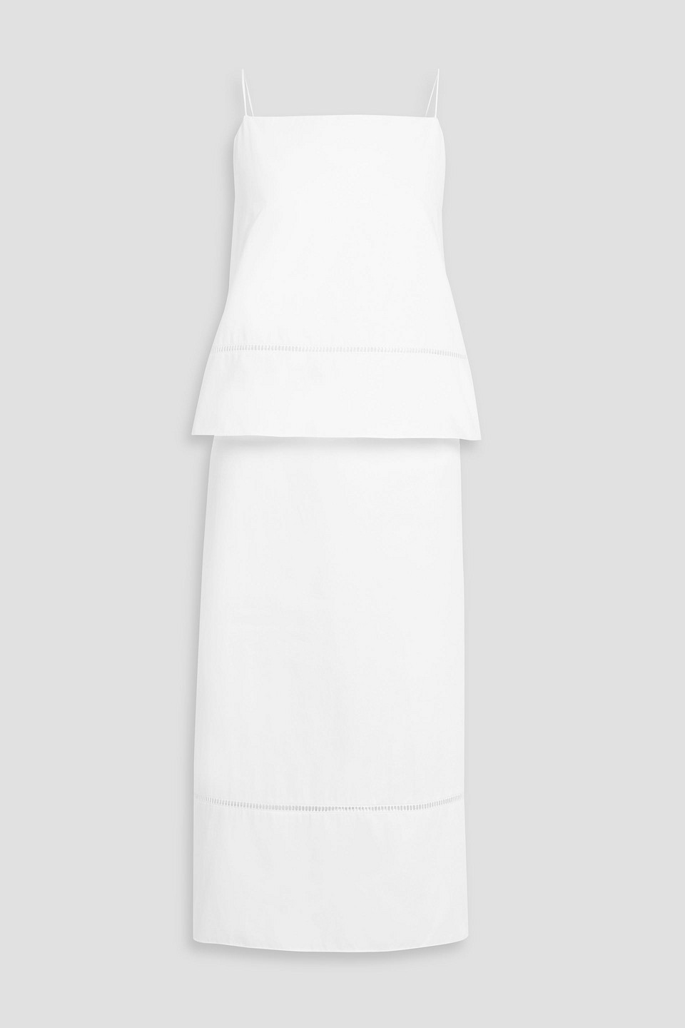 adam lippes - tenney layered cotton-poplin midi dress - white - us 8