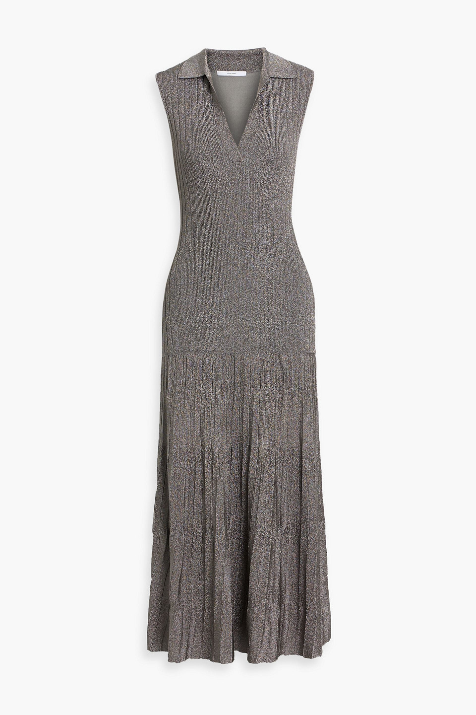 adam lippes - tashi metallic ribbed-knit maxi dress - metallic - xs