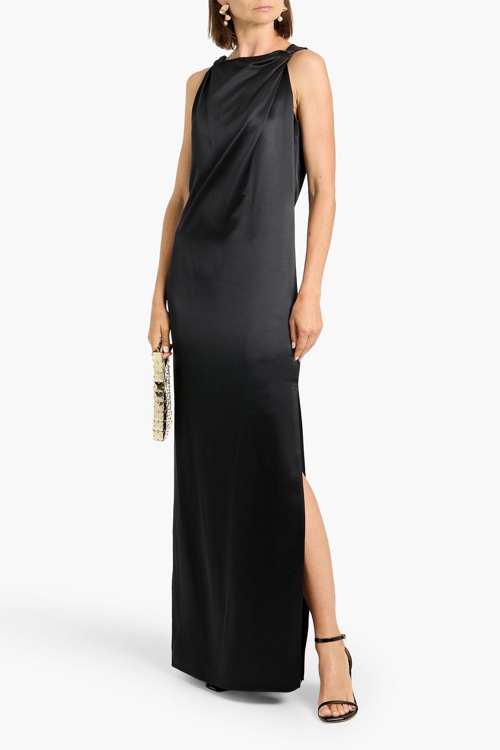 adam lippes silk dress Selima silk-satin maxi dress - black