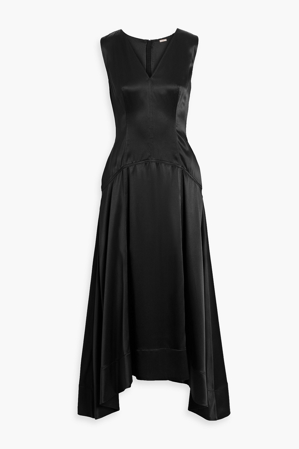 adam lippes - harlow silk-satin midi dress - black - us 4