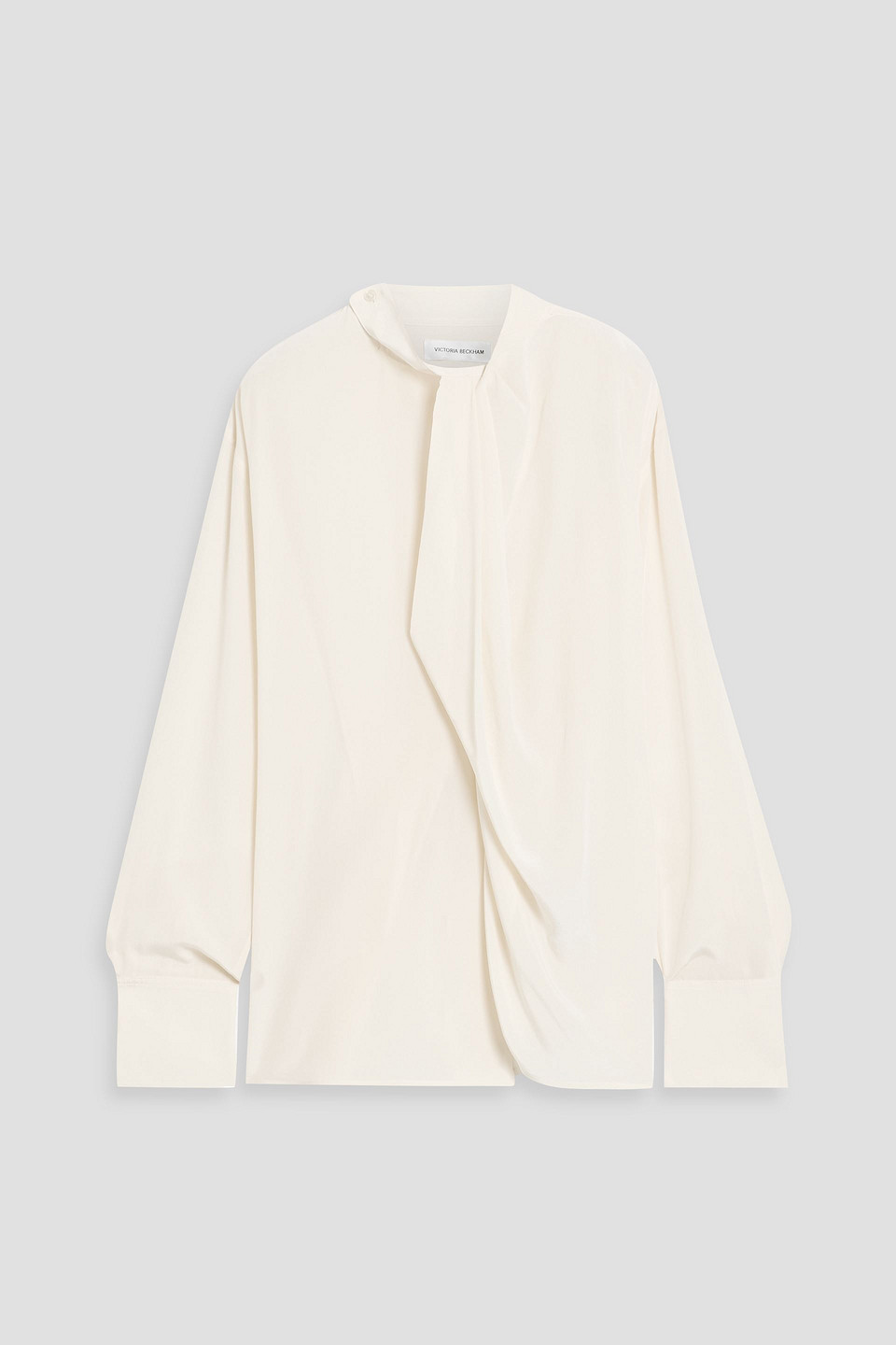 victoria beckham - draped silk crepe de chine blouse - white - uk 12