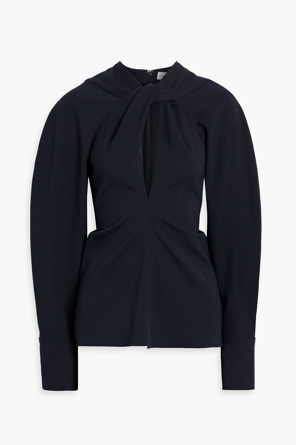 Victoria Beckham Cutout Twill Blouse In Blue