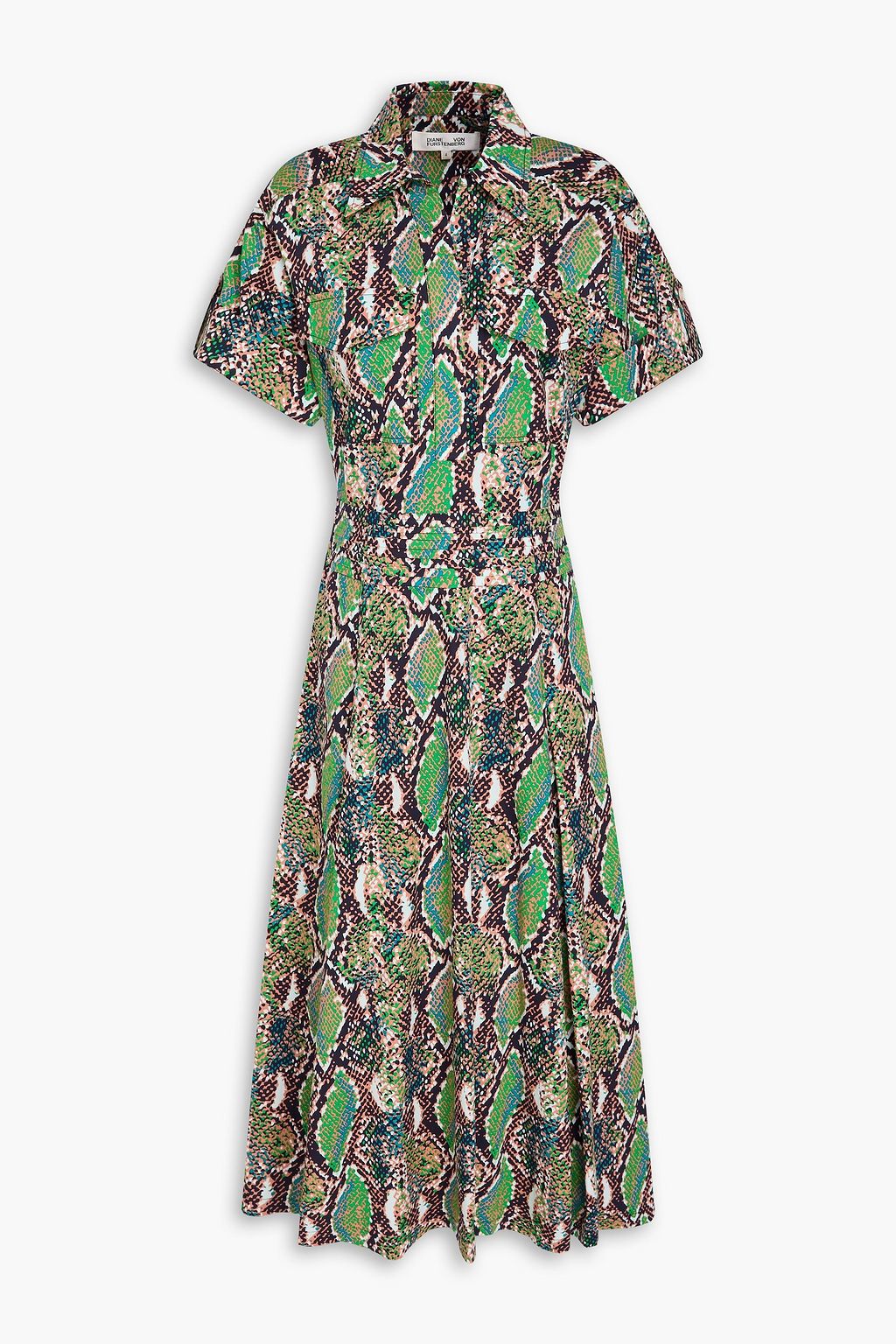 green snake print shirt dress Green Snake Print Dress