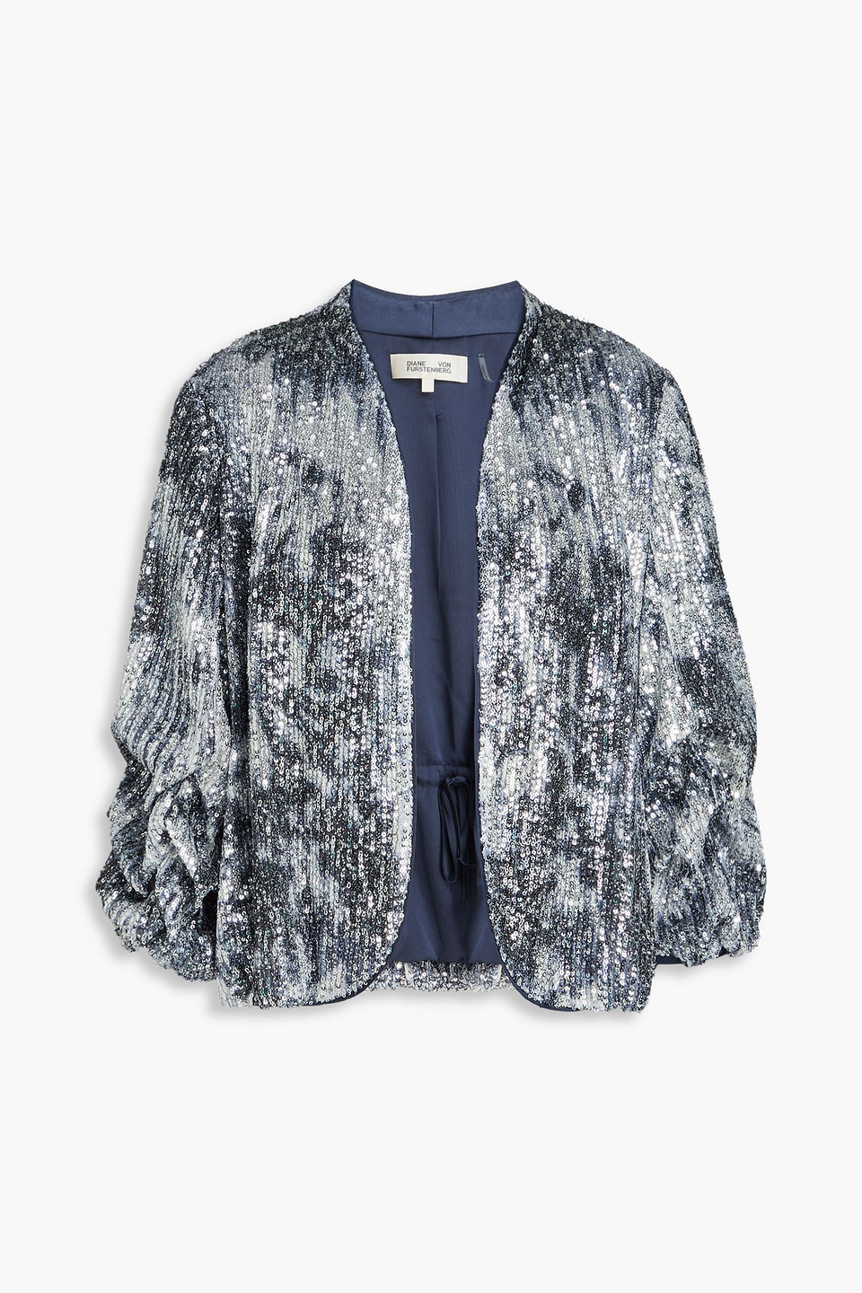 diane von furstenberg - laredo sequined printed tulle jacket - metallic - xs