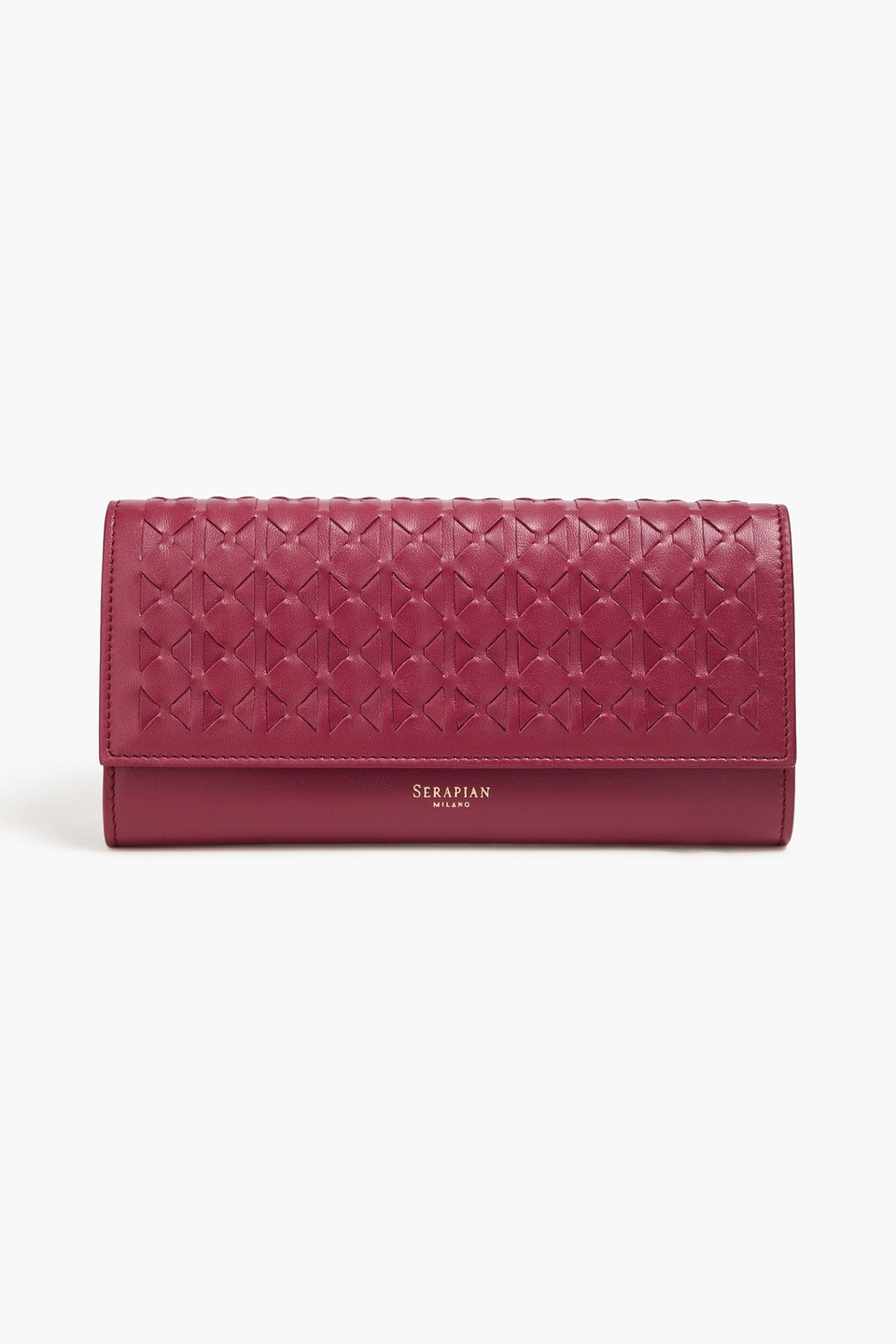 serapian - mosaico woven leather continental wallet - burgundy - onesize