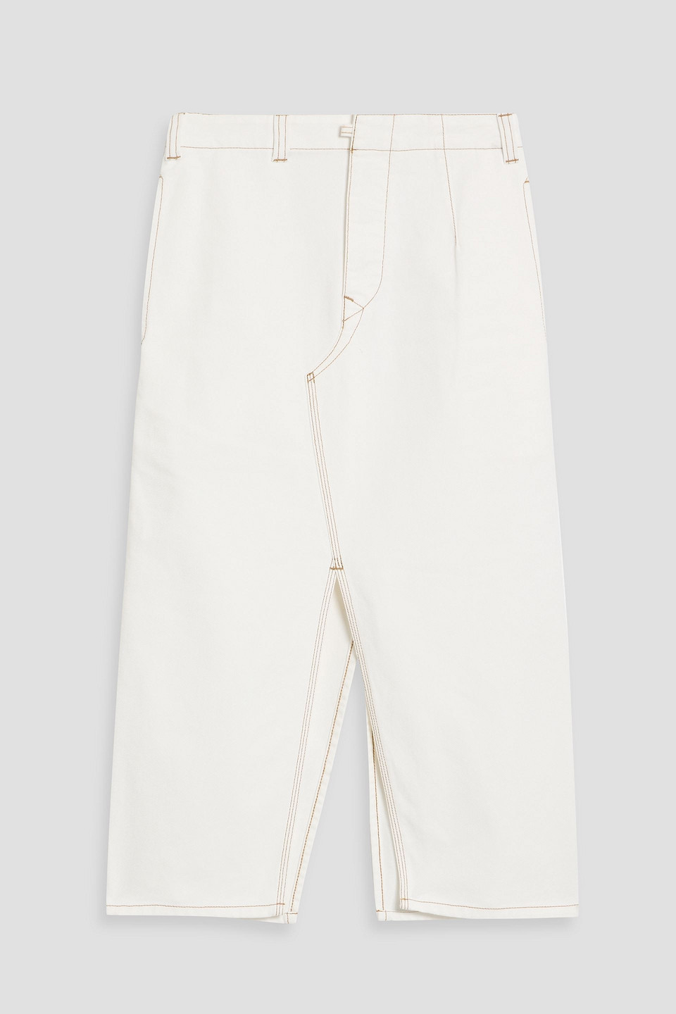 Victoria Beckham Asymmetric Denim Midi Skirt In White