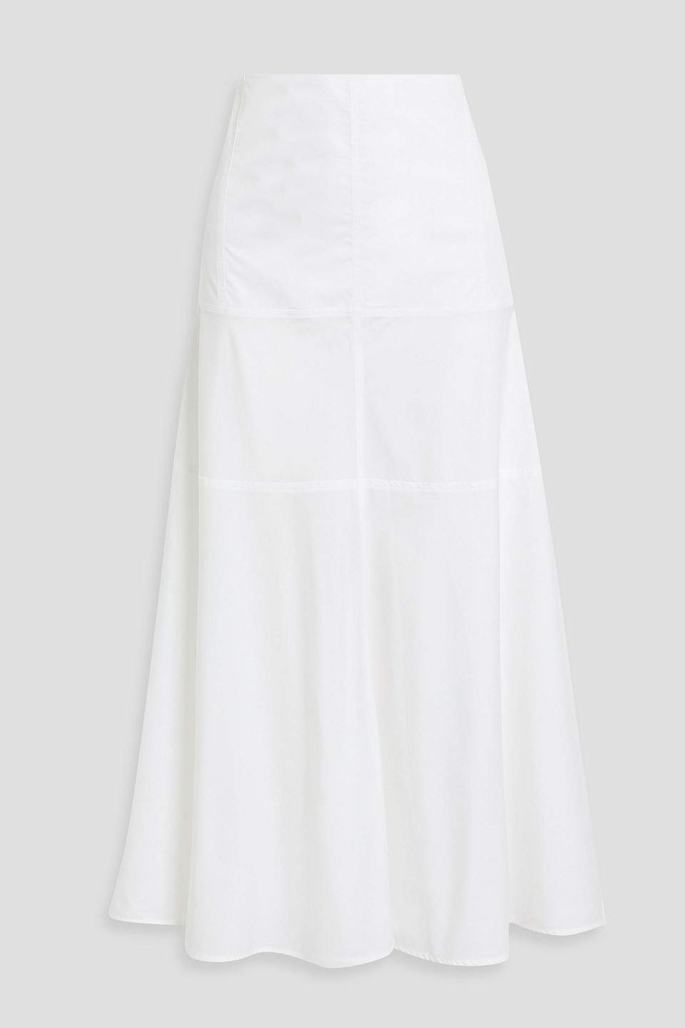 Victoria Beckham Paneled Cotton-poplin Maxi Skirt In White