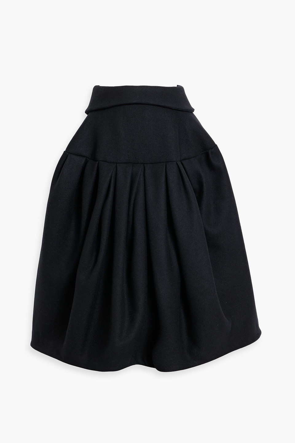 Dries Van Noten Gathered Wool-blend Felt Midi Skirt In Black